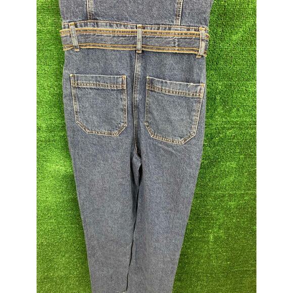 Trendyol Denim Jumpsuit Blue Wash Full Length Short Sleeve Coverall Womens Sz 36 - Picture 16 of 16